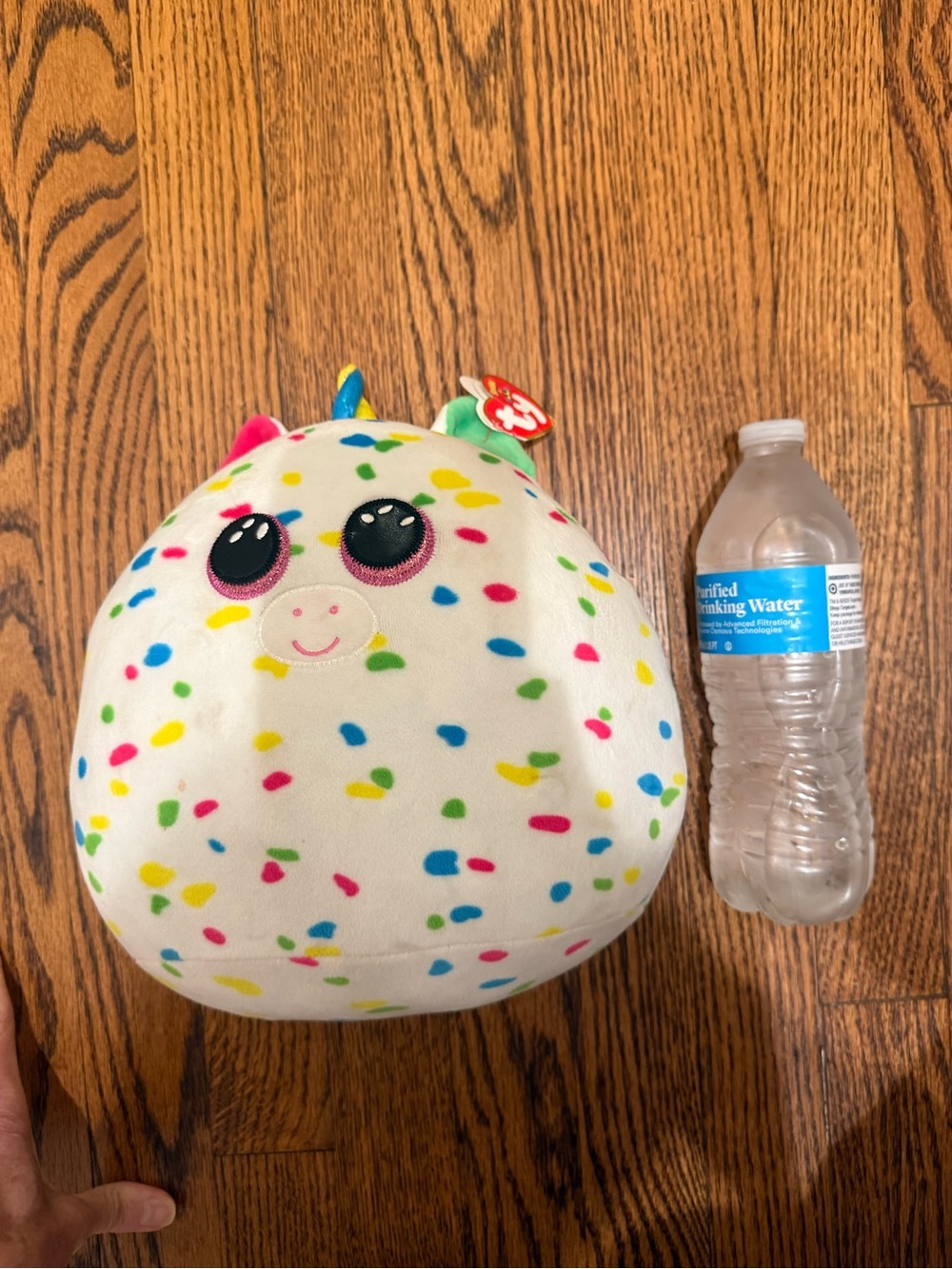 TY Beanie Ballz Confetti Unicorn Plush - White with Multicolor Sprinkles
